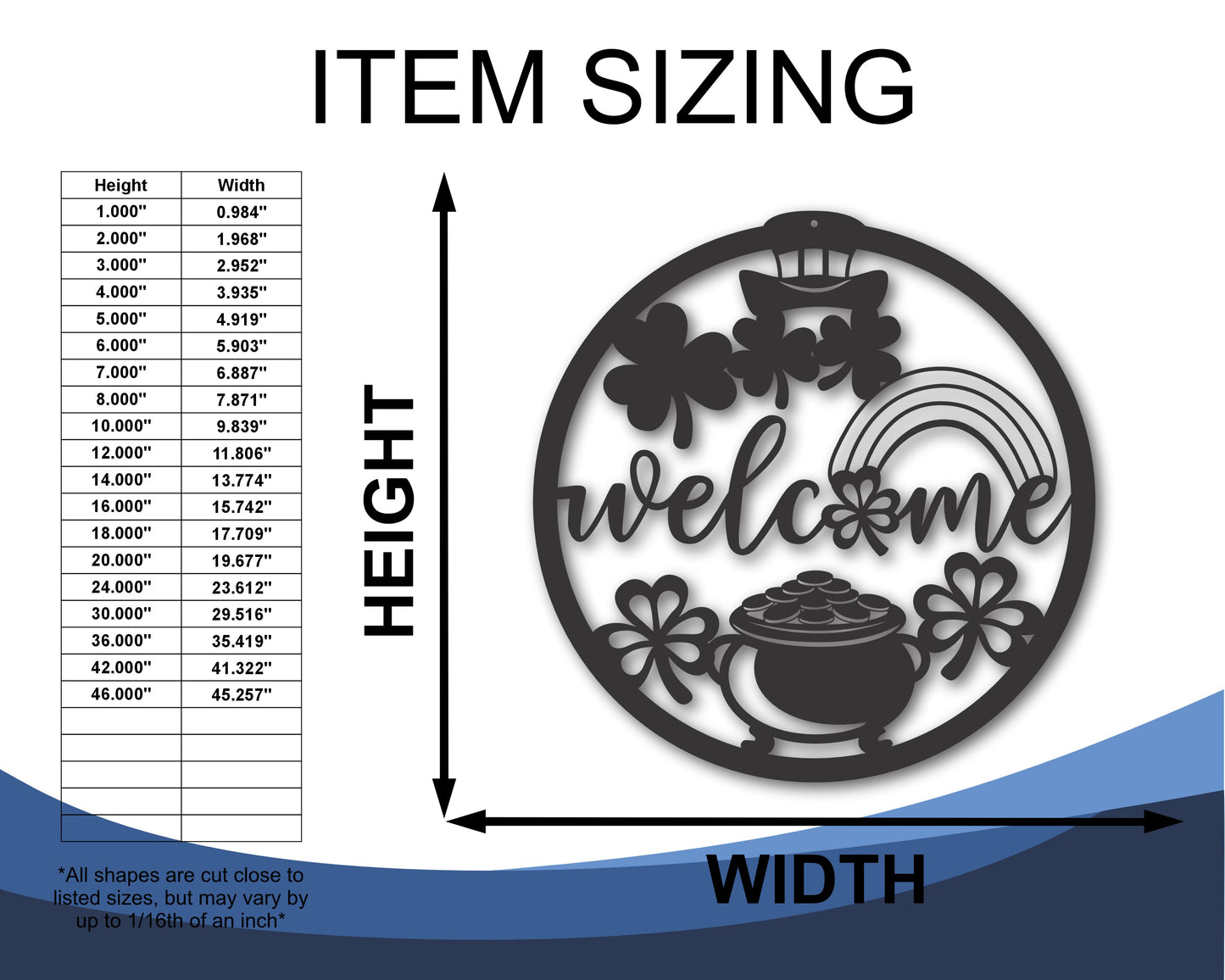 Custom Metal St. Patrick's Day Welcome Wall Art | Indoor Outdoor | Up to 46" | 20+ Color Options