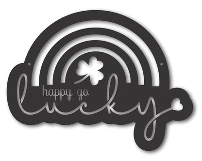 Custom Metal Happy Go Lucky Wall Art | Indoor Outdoor | Up to 46" | 20+ Color Options