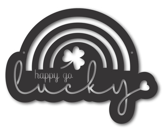 Custom Metal Happy Go Lucky Wall Art | Indoor Outdoor | Up to 46" | 20+ Color Options