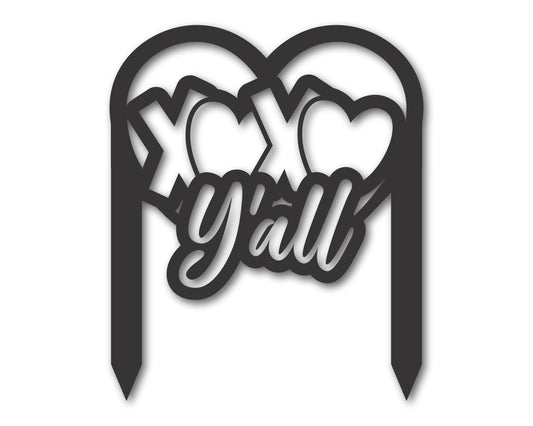 Custom Metal XOXO Y'all Yard Stake Sign | Indoor Outdoor | Up to 46" | 20+ Color Options