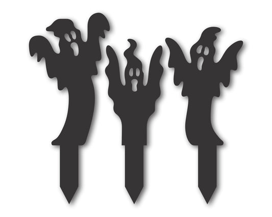 Custom Metal Spooky Ghost Trio Yard Stake Sign | 3pc | Indoor Outdoor | Up to 46" | 20+ Color Options