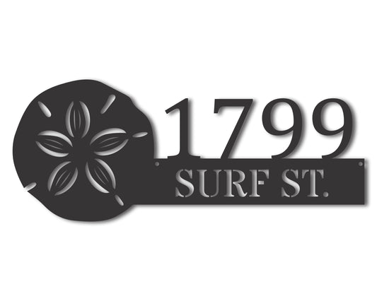 Custom Metal Sand Dollar Address Wall Art | Indoor Outdoor | Up to 46" | 20+ Color Options