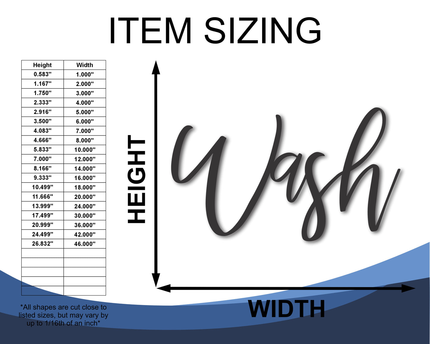 Custom Metal Wash Script Wall Art | Indoor Outdoor | Up to 46" | 20+ Color Options