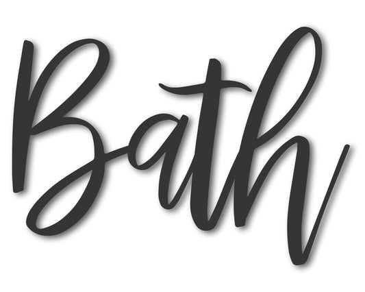 Custom Metal Bath Script Wall Art | Indoor Outdoor | Up to 46" | 20+ Color Options