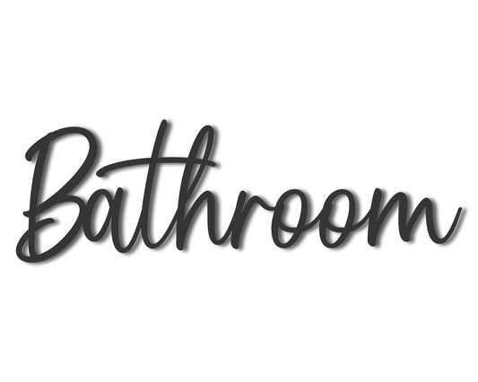Custom Metal Bathroom Script Wall Art | Indoor Outdoor | Up to 46" | 20+ Color Options