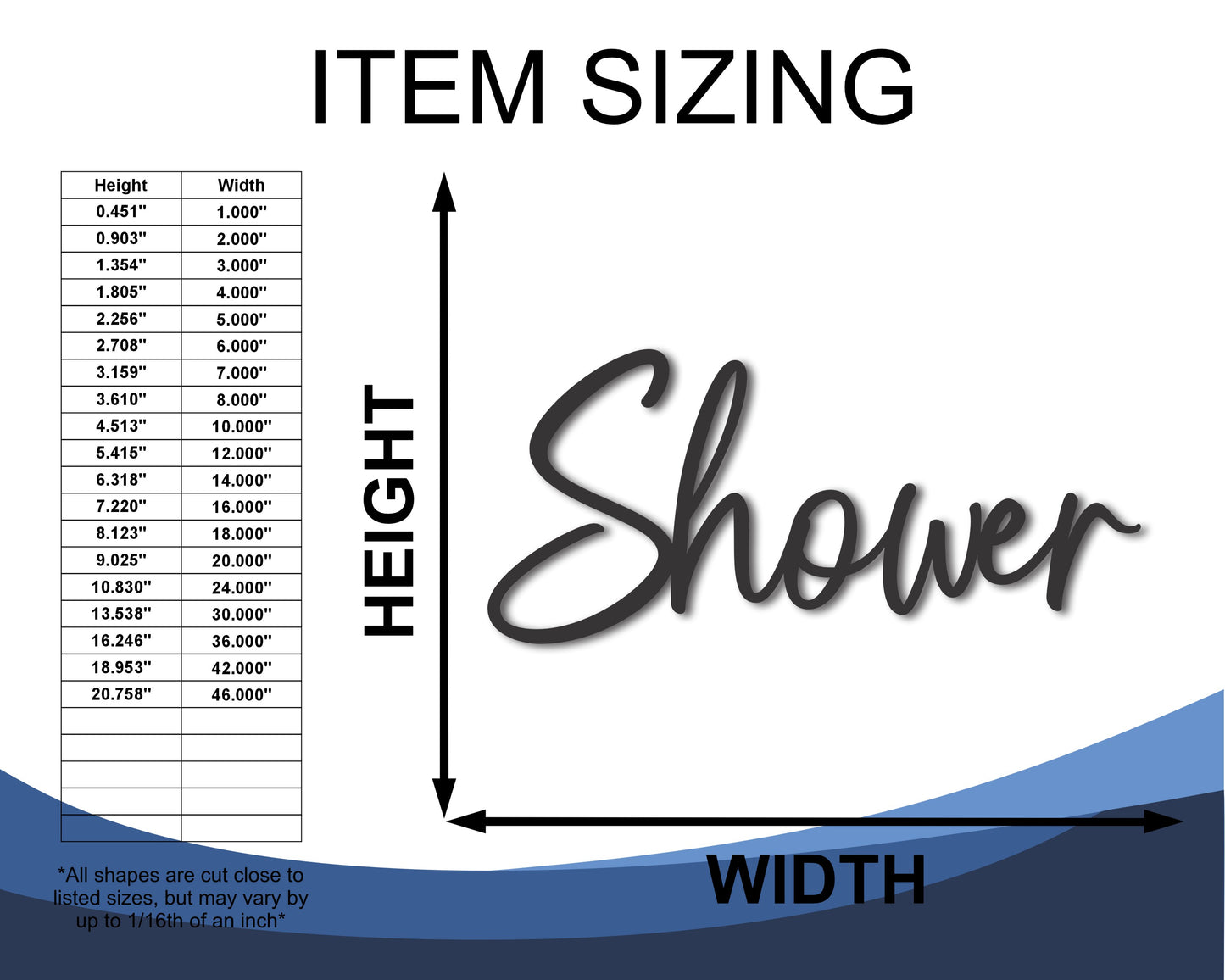 Custom Metal Shower Script Wall Art | Indoor Outdoor | Up to 46" | 20+ Color Options