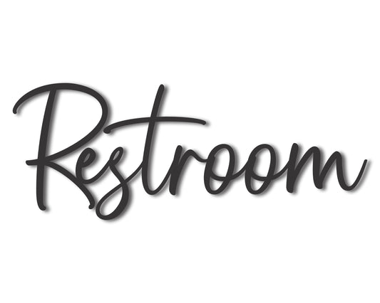 Custom Metal Restroom Script Wall Art | Indoor Outdoor | Up to 46" | 20+ Color Options