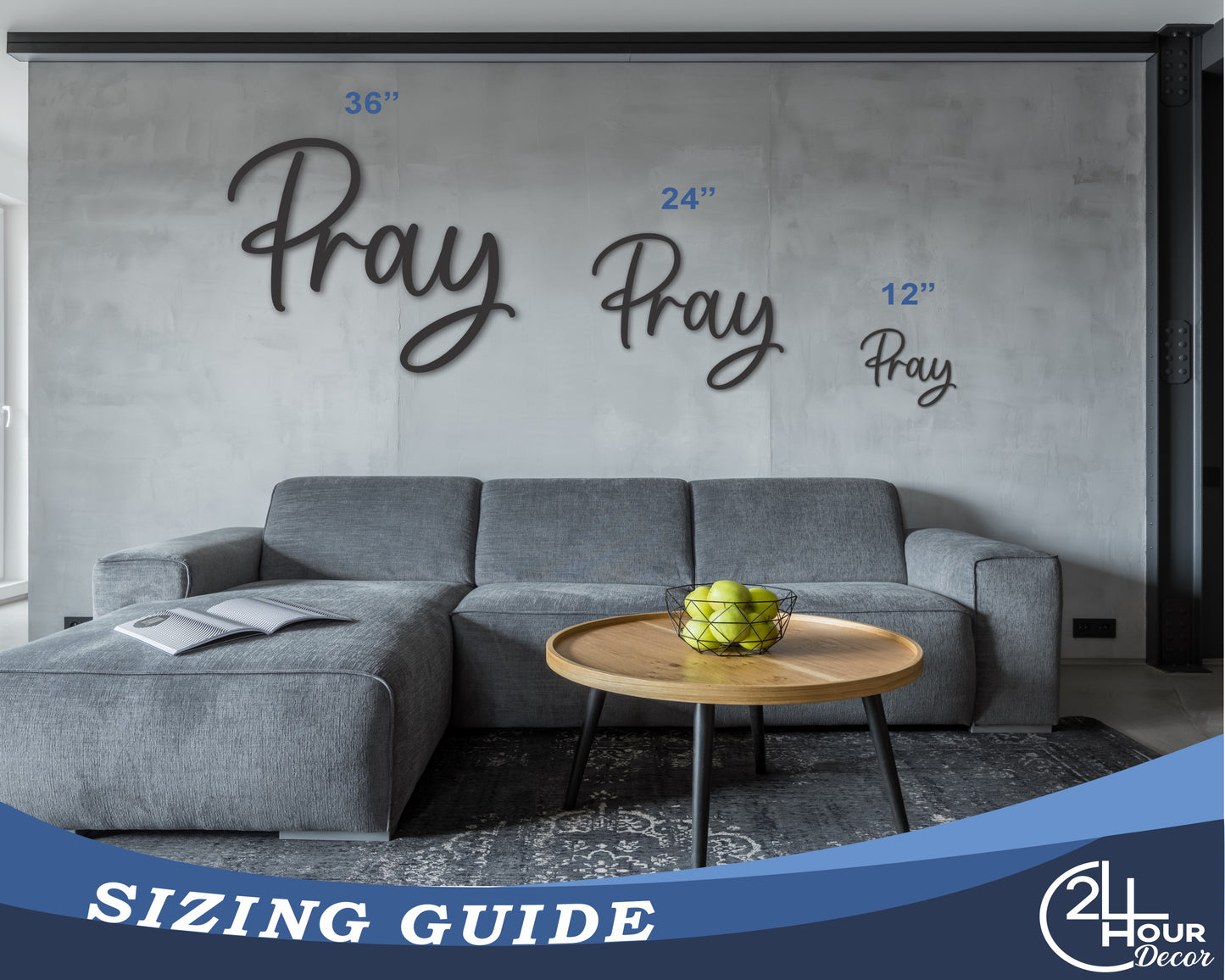 Custom Metal Pray Script Wall Art | Indoor Outdoor | Up to 46" | 20+ Color Options