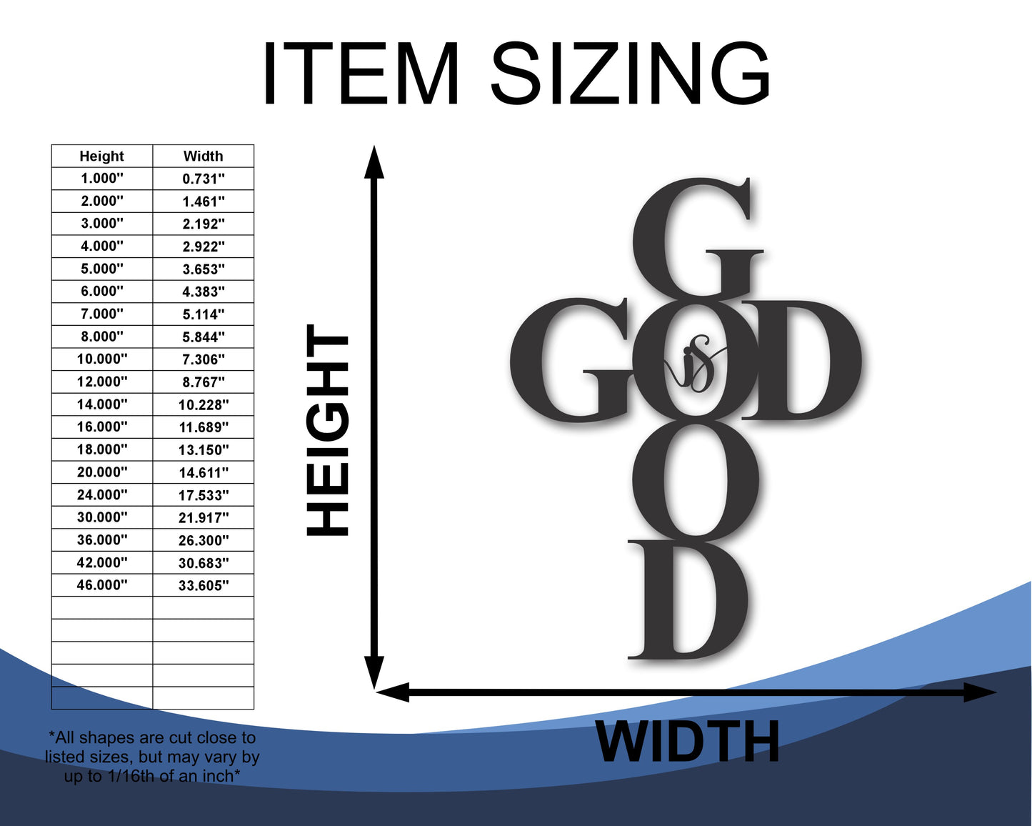 Custom Metal God is Good Wall Art | Indoor Outdoor | Up to 46" | 20+ Color Options