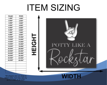 Custom Metal Potty like a Rockstar Wall Art | Indoor Outdoor | Up to 46" | 20+ Color Options