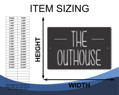 Custom Metal Outhouse Wall Art | Indoor Outdoor | Up to 46" | 20+ Color Options