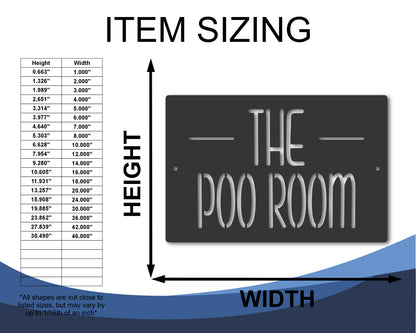 Custom Metal Poo Room Wall Art | Indoor Outdoor | Up to 46" | 20+ Color Options