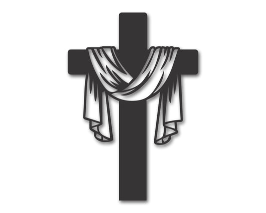 Custom Metal Draped Cross Wall Art | Indoor Outdoor | Up to 46" | 20+ Color Options