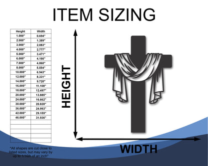 Custom Metal Draped Cross Wall Art | Indoor Outdoor | Up to 46" | 20+ Color Options