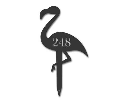 Custom Metal Flamingo Address Yard Stake | Indoor Outdoor | Up to 46" | 20+ Color Options