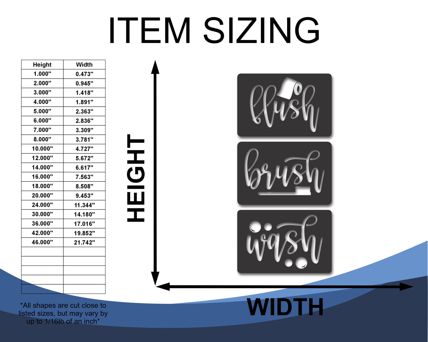 Custom Metal Bathroom Trio Wall Art | 3 Piece | Indoor Outdoor | Up to 46" | 20+ Color Options