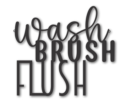 Custom Metal Wash, Brush, Flush Bathroom Wall Art | Indoor Outdoor | Up to 46" | 20+ Color Options