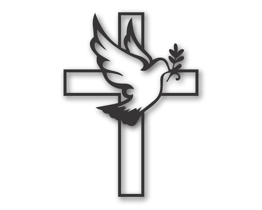 Custom Metal Dove on the Cross Wall Art | Indoor Outdoor | Up to 46" | 20+ Color Options