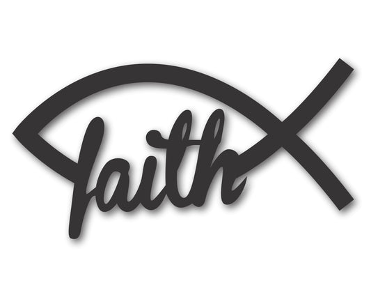 Custom Metal Christian Faith Fish Wall Art | Indoor Outdoor | Up to 46" | 20+ Color Options