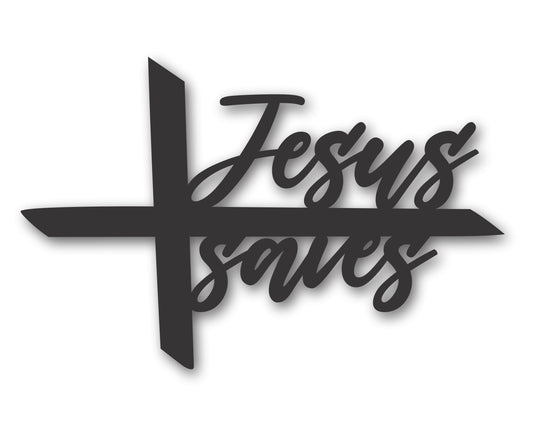 Custom Metal Jesus Saves Wall Art | Indoor Outdoor | Up to 46" | 20+ Color Options