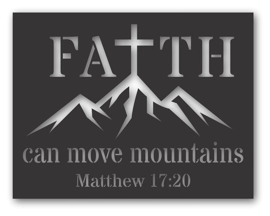 Custom Metal Faith Can Move Mountaains Wall Art | Indoor Outdoor | Up to 46" | 20+ Color Options