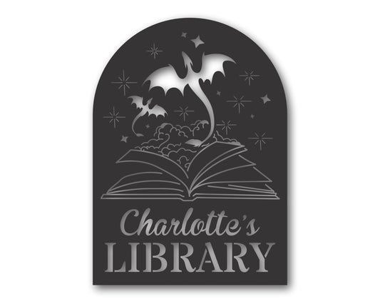 Custom Metal Fantasy Library Wall Art | Indoor Outdoor | Up to 46" | 20+ Color Options
