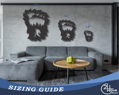 Custom Metal Bigfoot Footprint Wall Art | Indoor Outdoor | Up to 46" | 20+ Color Options