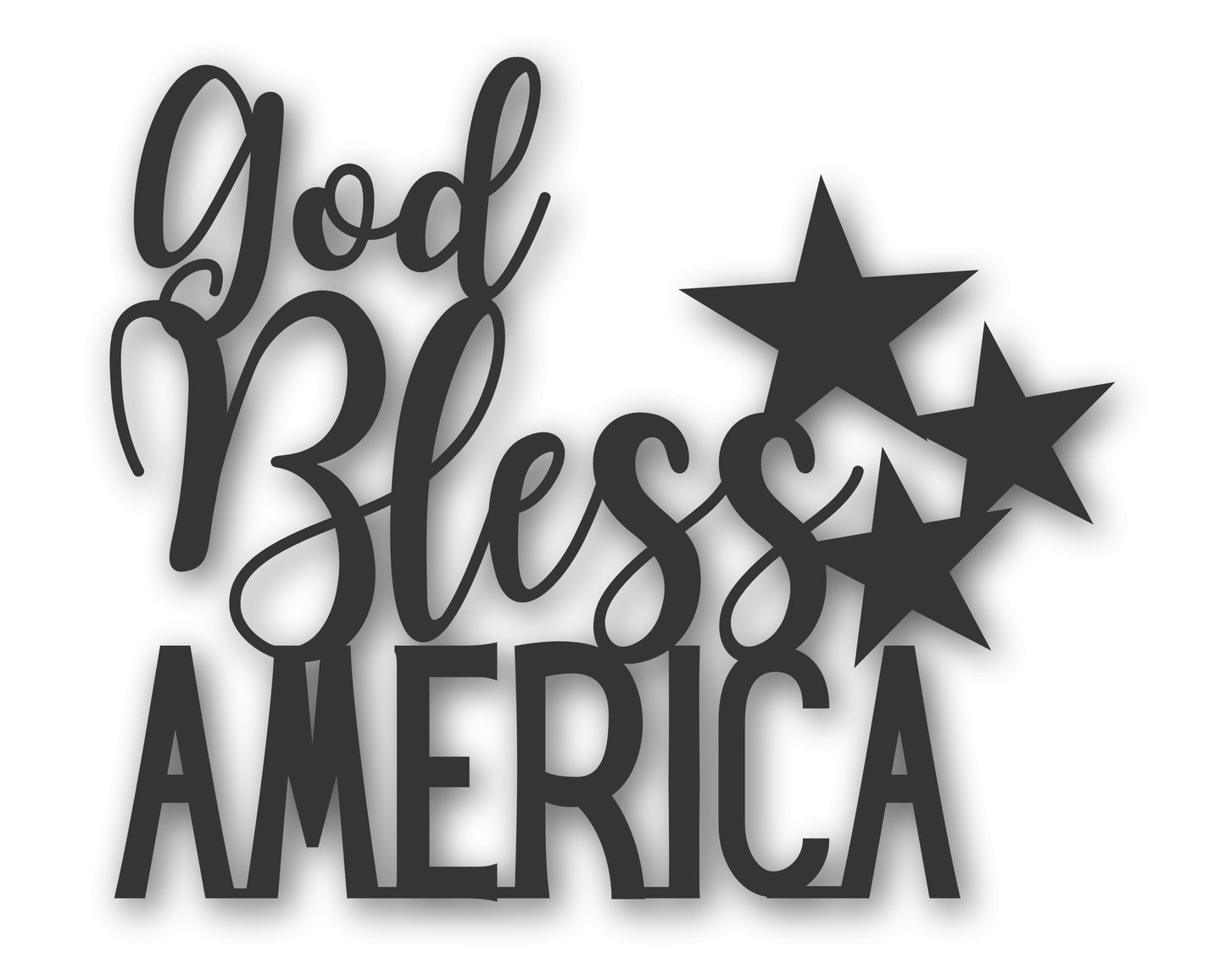 Custom Metal God Bless America Wall Art | Indoor Outdoor | Up to 46" | 20+ Color Options
