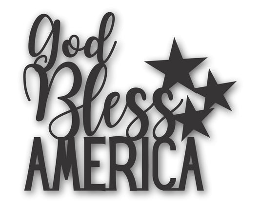 Custom Metal God Bless America Wall Art | Indoor Outdoor | Up to 46" | 20+ Color Options