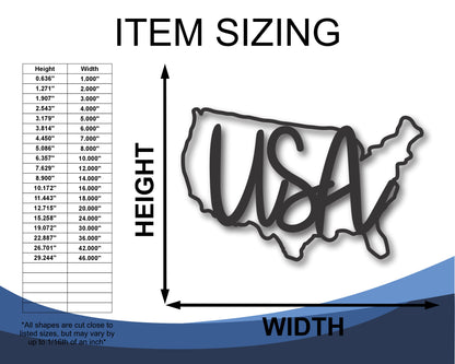 Custom Metal USA Wall Art | Indoor Outdoor | Up to 46" | 20+ Color Options