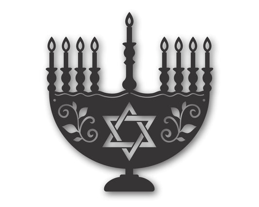 Custom Metal Hanukkah Menorah Wall Art | Indoor Outdoor | Up to 46" | 20+ Color Options