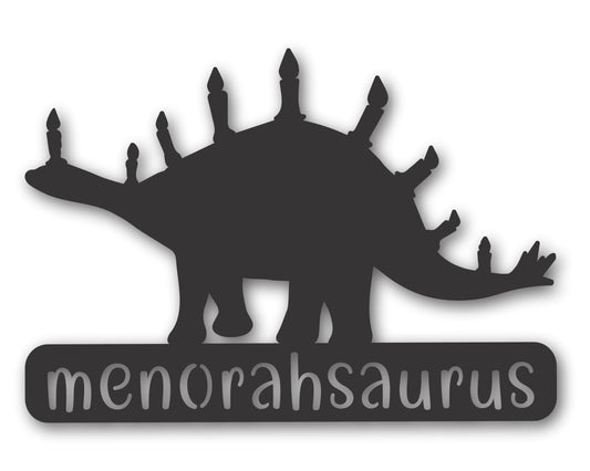 Custom Metal Menorahsaurus Wall Art | Indoor Outdoor | Up to 46" | 20+ Color Options