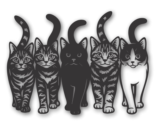 Custom Metal Walking Cats Wall Art | Indoor Outdoor | Up to 46" | 20+ Color Options