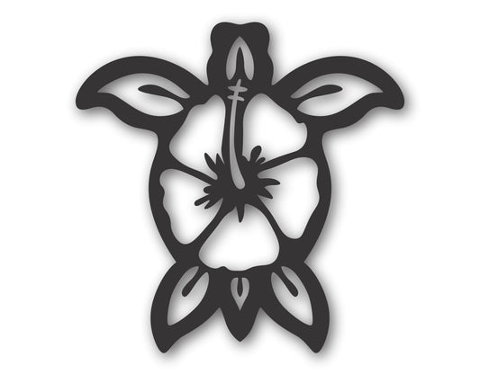 Custom Metal Hibiscus Turtle Wall Art | Indoor Outdoor | Up to 46" | 20+ Color Options
