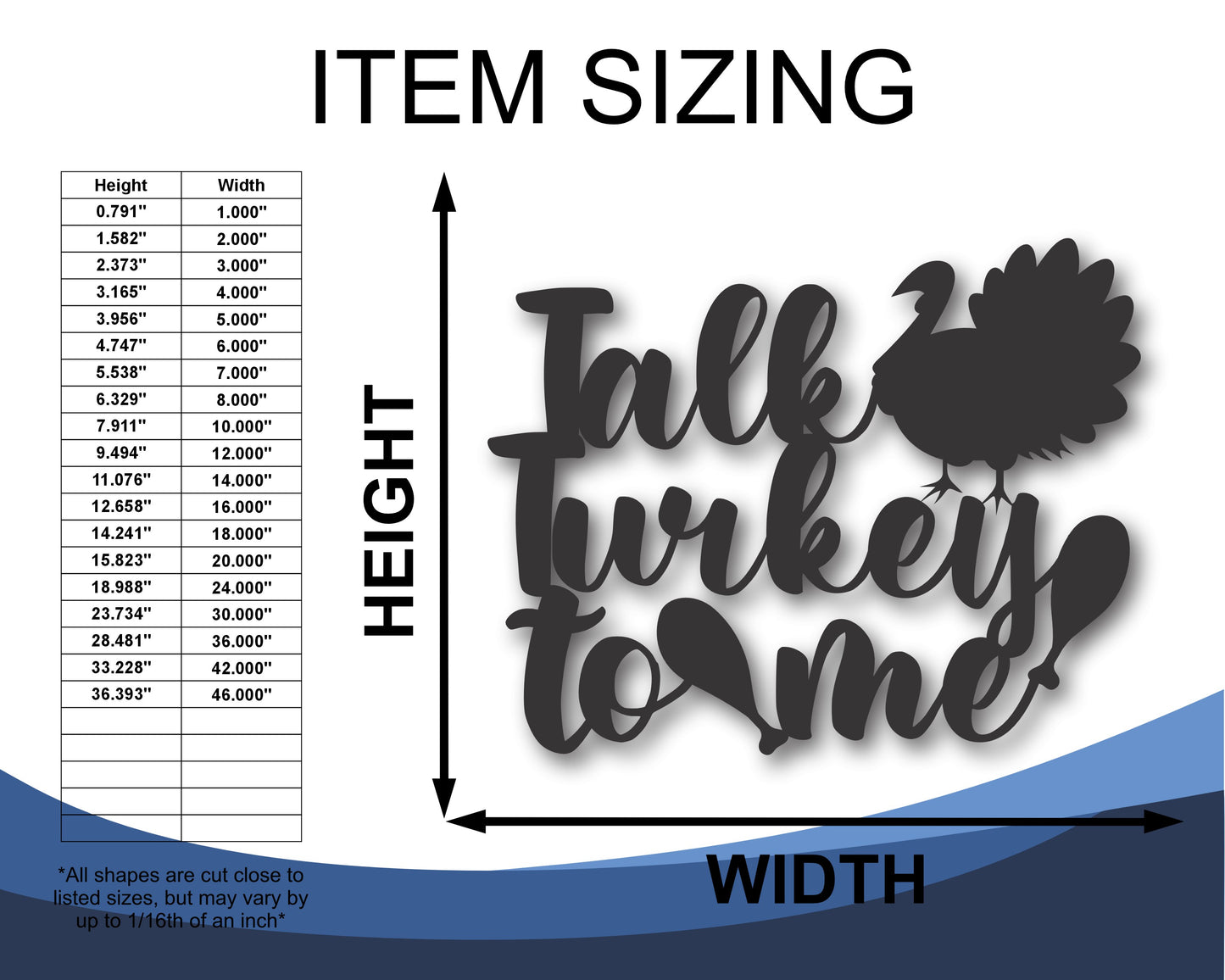 Custom Metal Talk Turkey to Me Wall Art | Indoor Outdoor | Up to 46" | 20+ Color Options