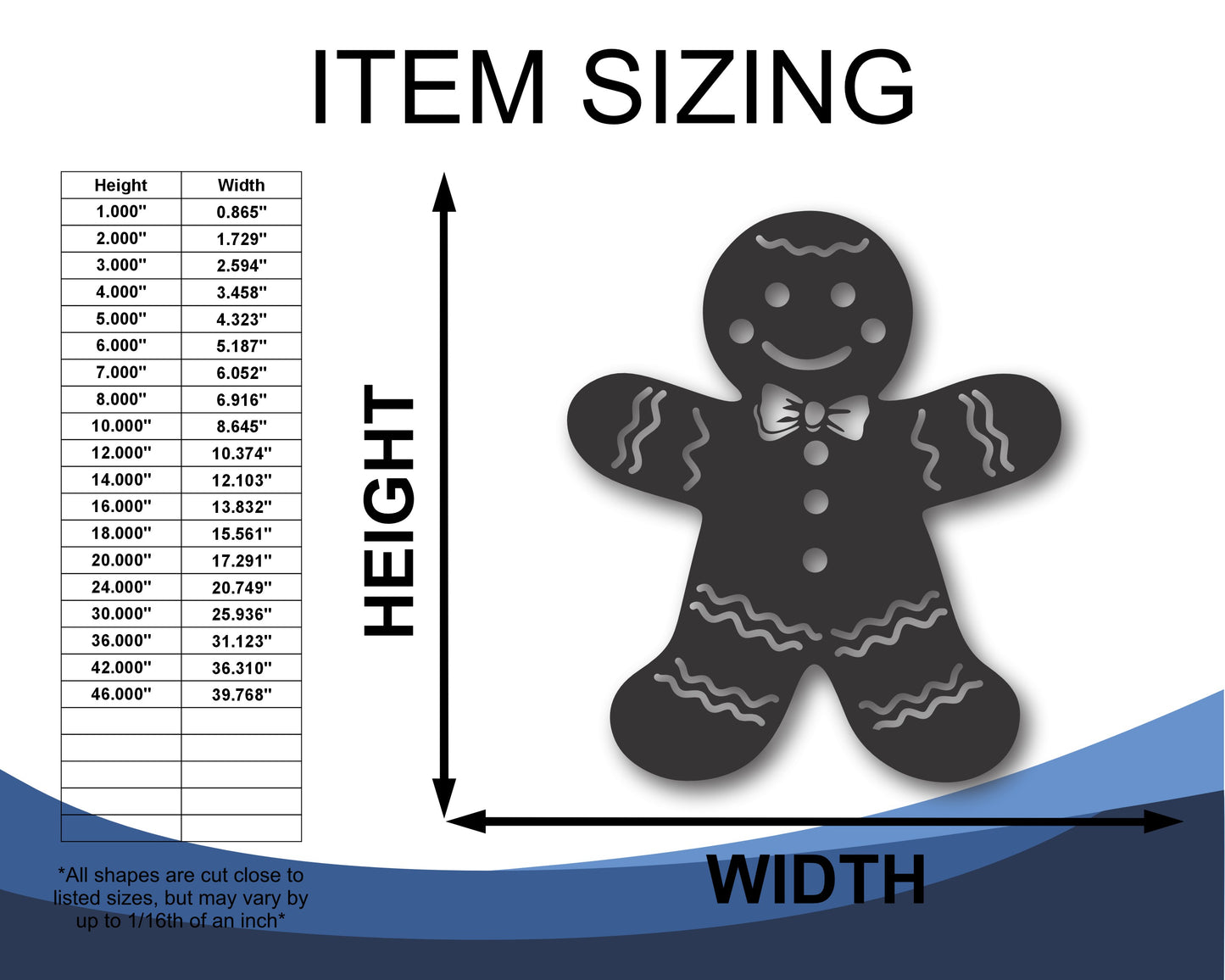Custom Metal Gingerbread Man Wall Art | Indoor Outdoor | Up to 46" | 20+ Color Options