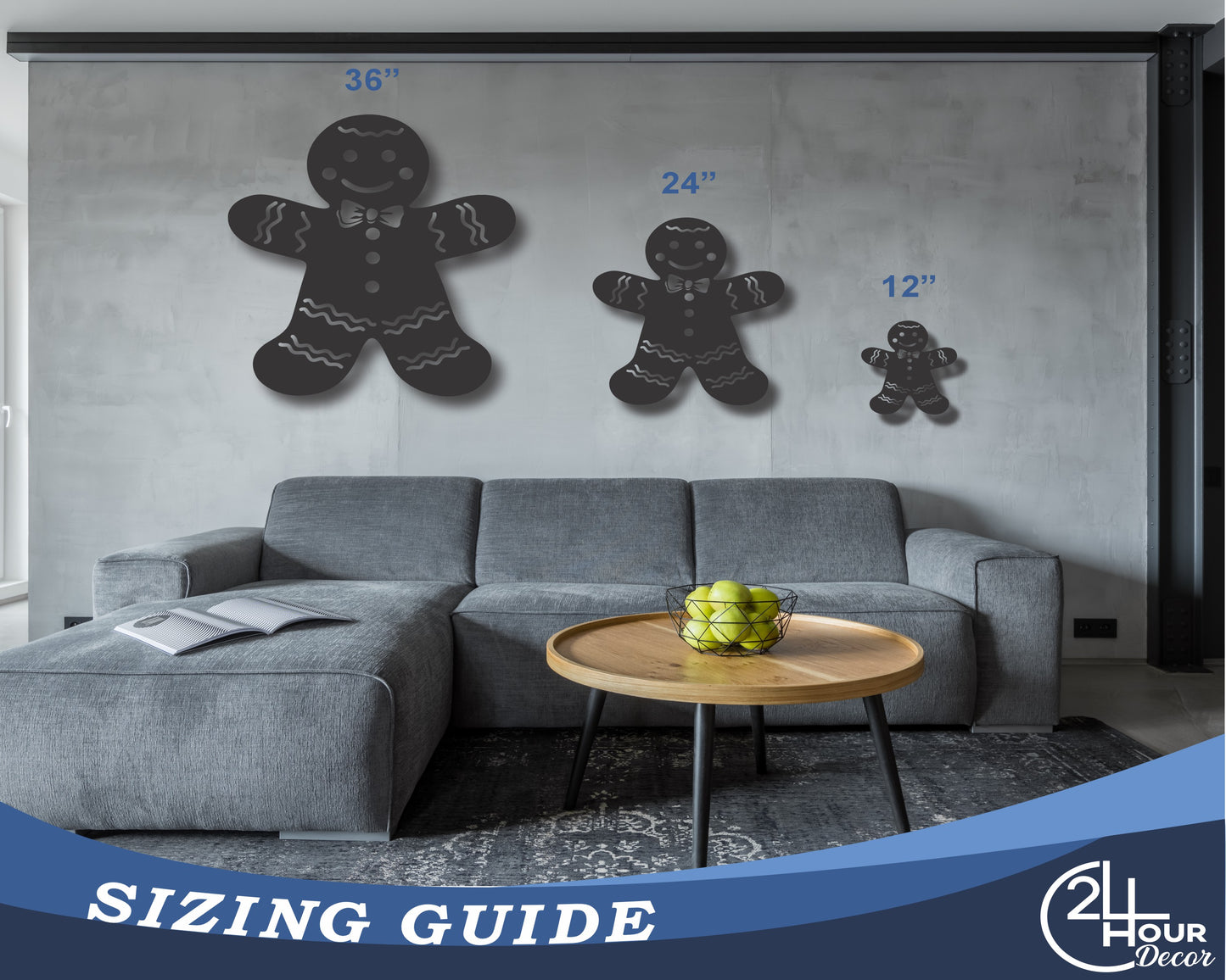 Custom Metal Gingerbread Man Wall Art | Indoor Outdoor | Up to 46" | 20+ Color Options
