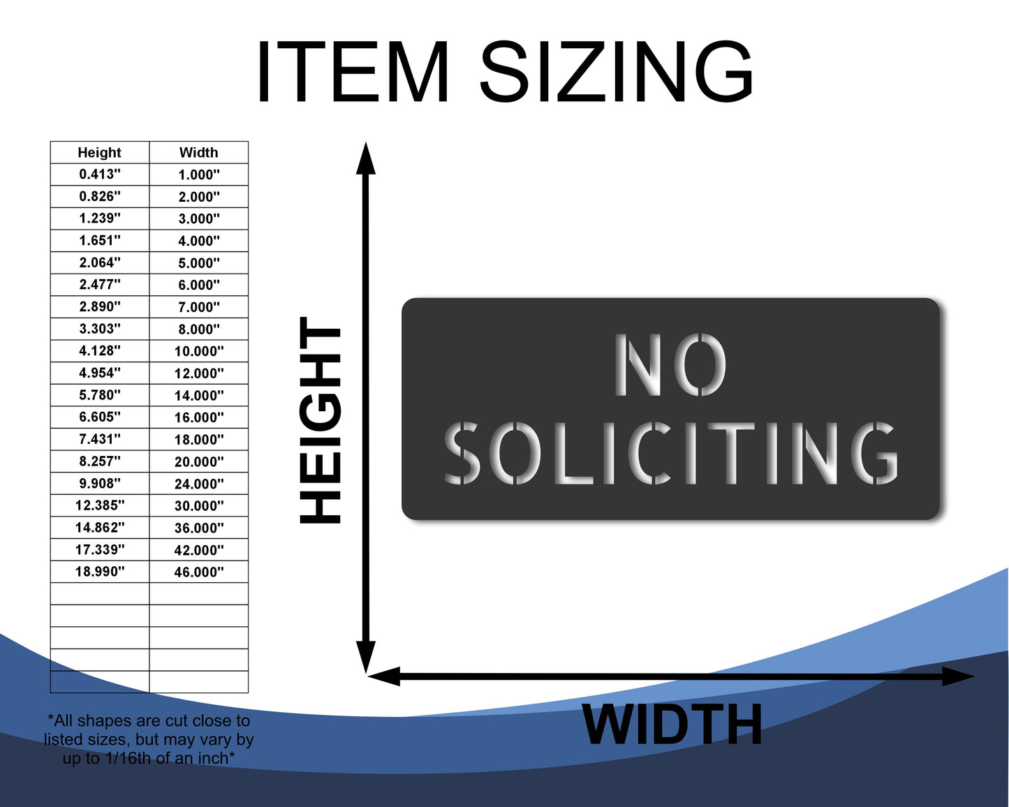 Custom Metal No Soliciting Sign | Indoor Outdoor | Up to 46" | 20+ Color Options