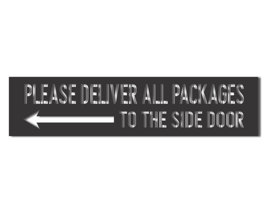 Custom Metal Packages to Side Door Sign | Indoor Outdoor | Up to 46" | 20+ Color Options