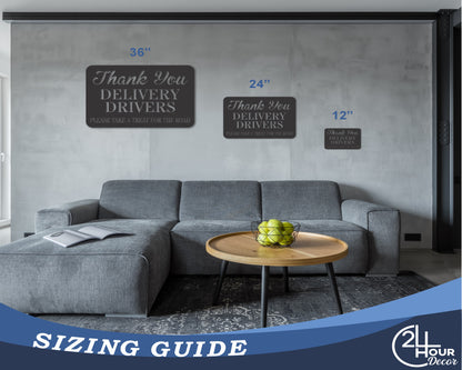Custom Metal Thank You Delivery Drivers Sign | Indoor Outdoor | Up to 46" | 20+ Color Options