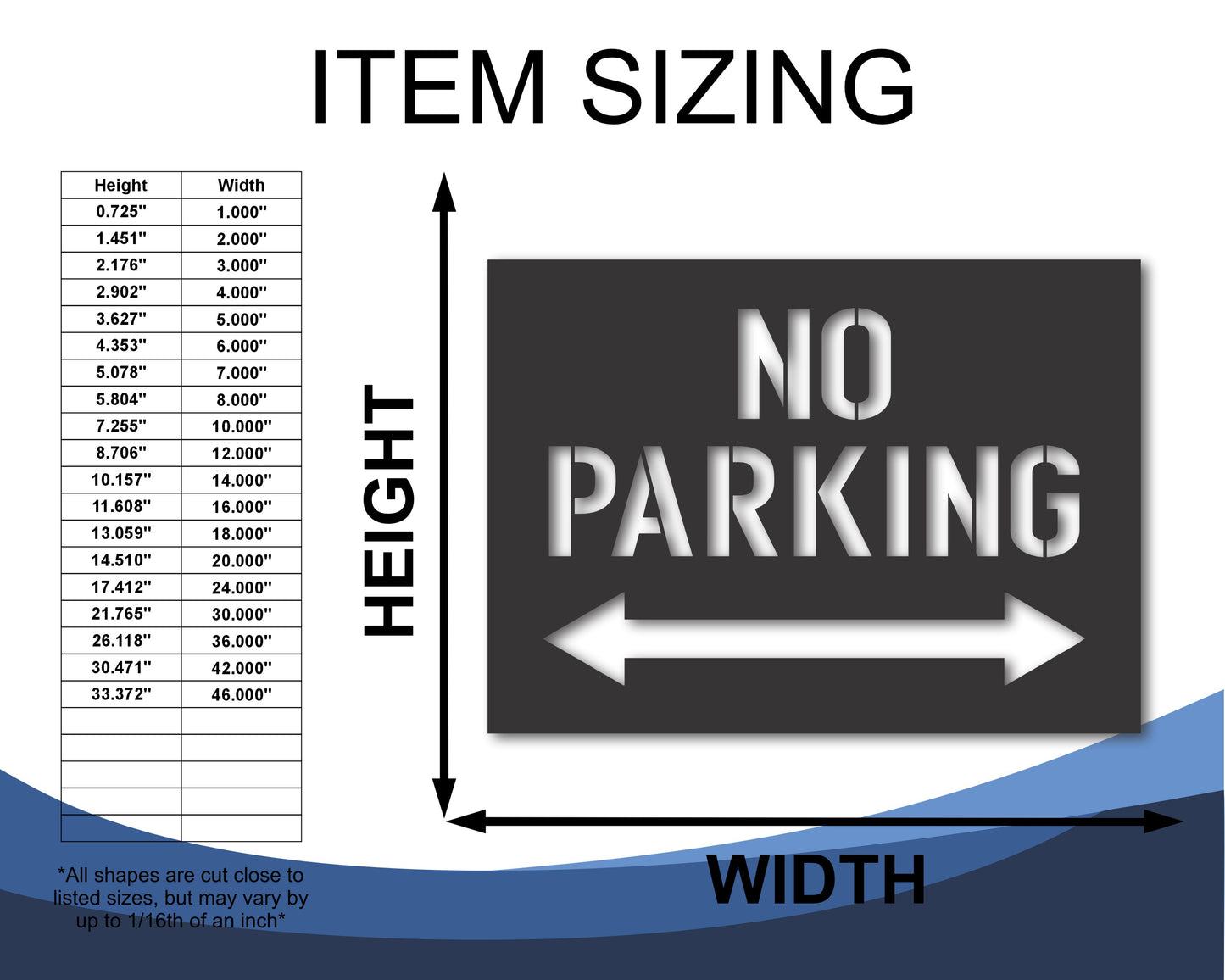 Custom Metal No Parking Sign | Indoor Outdoor | Up to 46" | 20+ Color Options