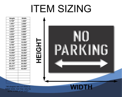 Custom Metal No Parking Sign | Indoor Outdoor | Up to 46" | 20+ Color Options
