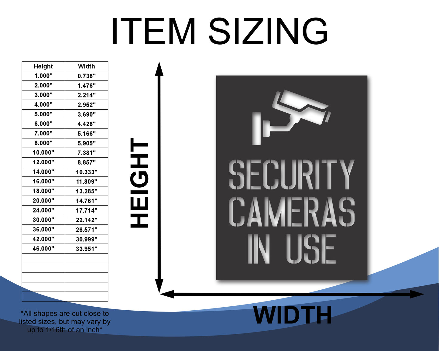 Custom Metal Security Cameras In Use Sign | Indoor Outdoor | Up to 46" | 20+ Color Options