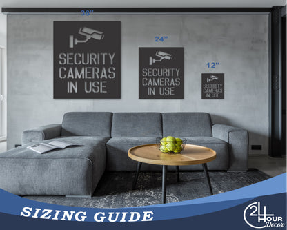 Custom Metal Security Cameras In Use Sign | Indoor Outdoor | Up to 46" | 20+ Color Options