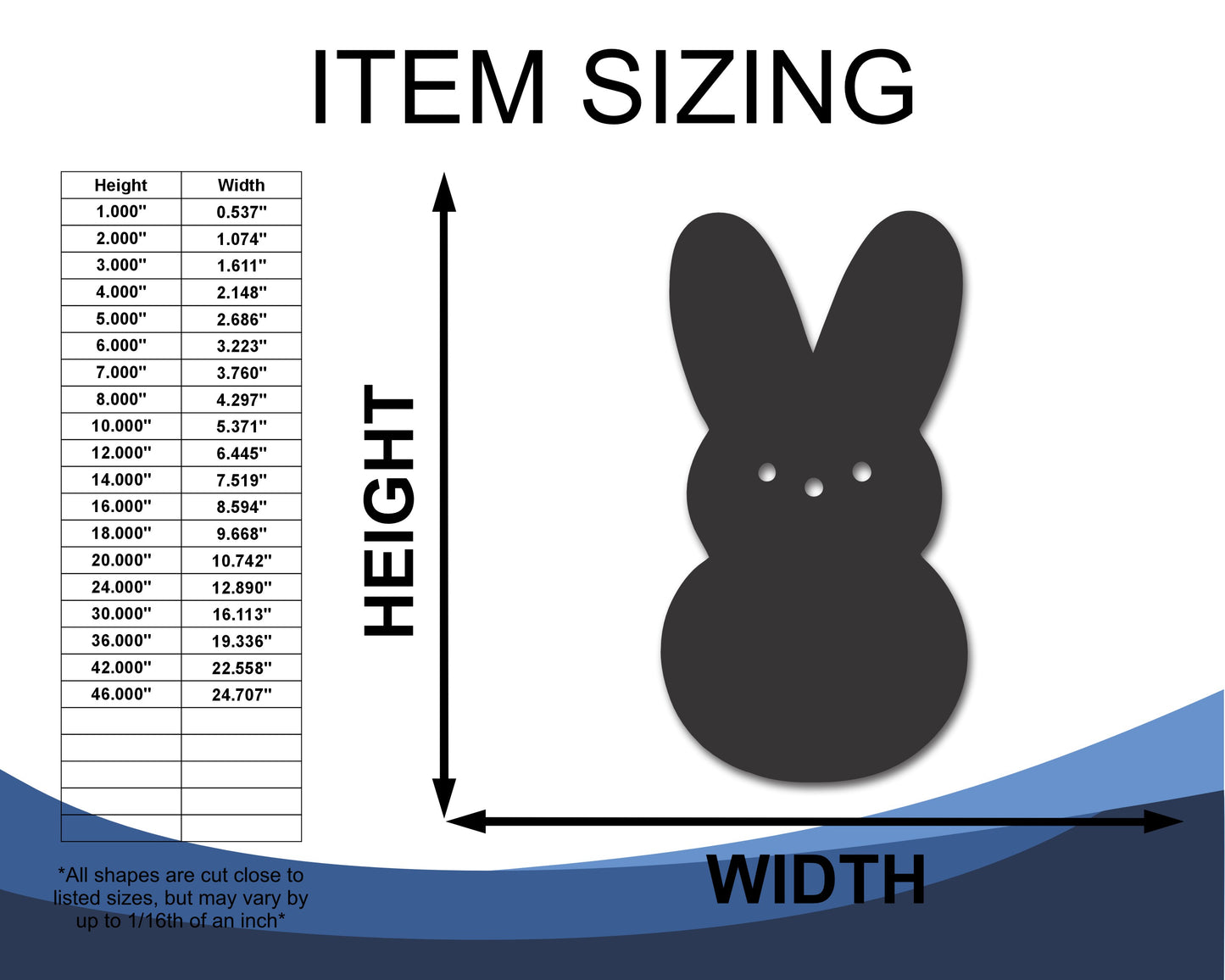 Custom Metal Marshmallow Bunny Sign | Indoor Outdoor | Up to 46" | 20+ Color Options