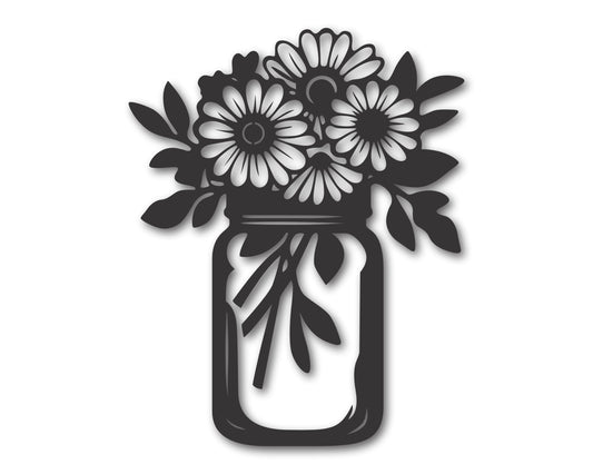 Custom Metal Mason Jar Bouquet Wall Art | Indoor Outdoor | Up to 46" | 20+ Color Options