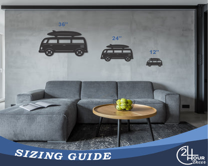 Custom Metal Coastal Beach Bus Wall Art | Indoor Outdoor | Up to 46" | 20+ Color Options