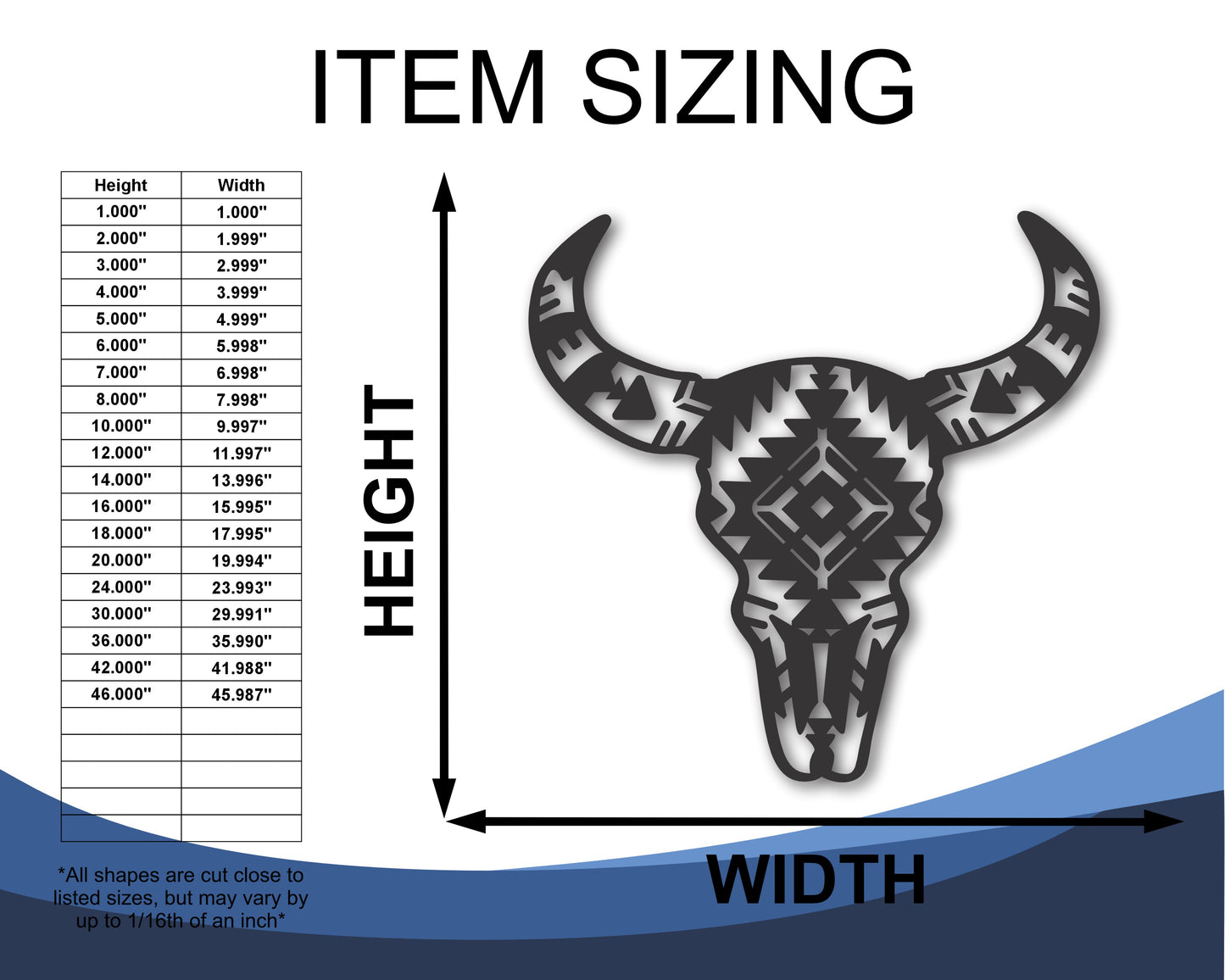 Custom Metal Aztec Cow Skull Wall Art | Indoor Outdoor | Up to 46" | 20+ Color Options