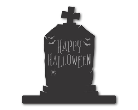 Custom Metal Happy Halloween Gravestone Sign | Indoor Outdoor | Up to 46" | 20+ Color Options
