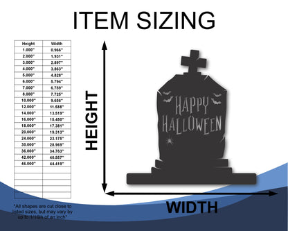 Custom Metal Happy Halloween Gravestone Sign | Indoor Outdoor | Up to 46" | 20+ Color Options